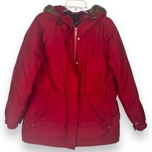Vintage Y2K Ralph‎ Lauren Red Down Filled Coat Womens Size Medium Cozy Warm Snow